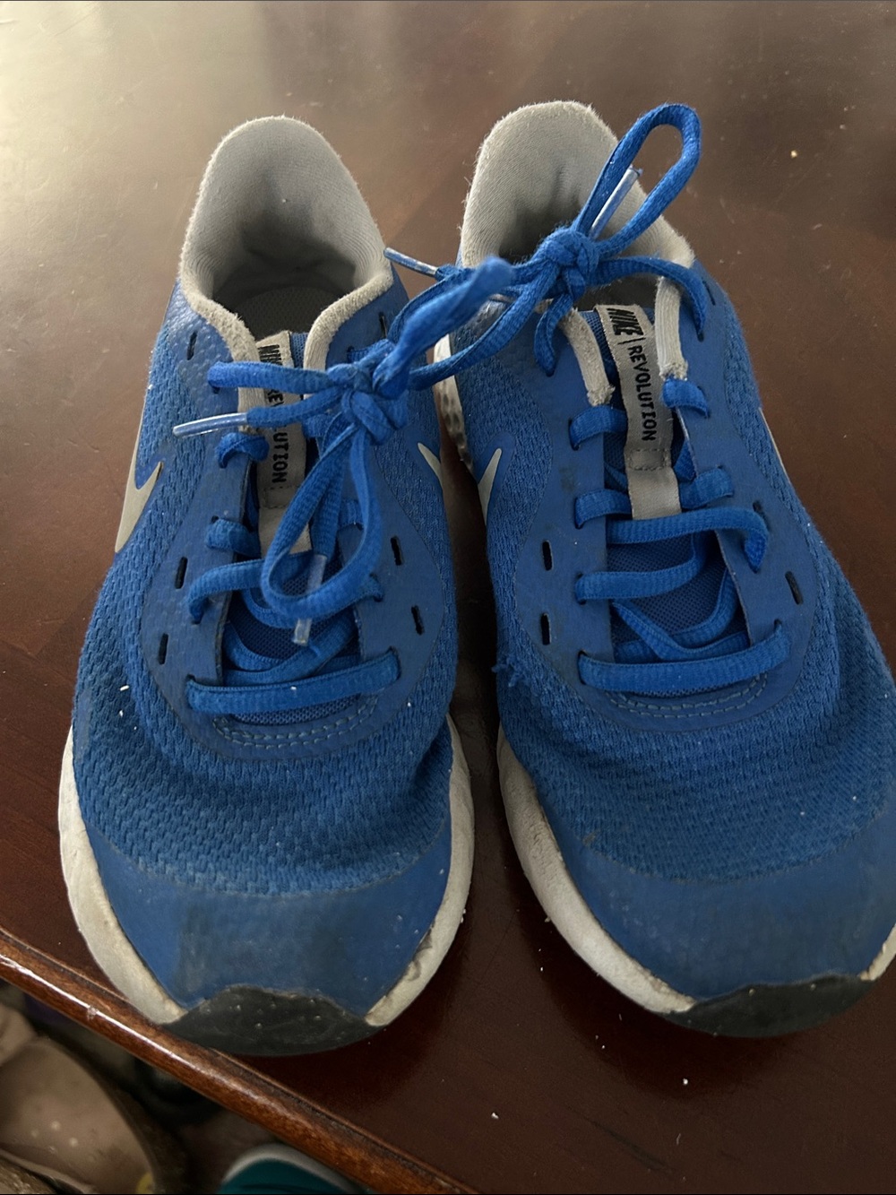 Nike Kids Royal Blue Mesh Sneakers with White Swoosh